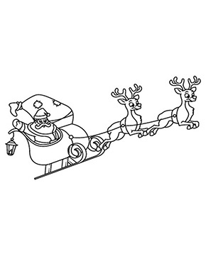 Ausmalbilder Weihnachten - Weihnachtsmann mit Schlitten